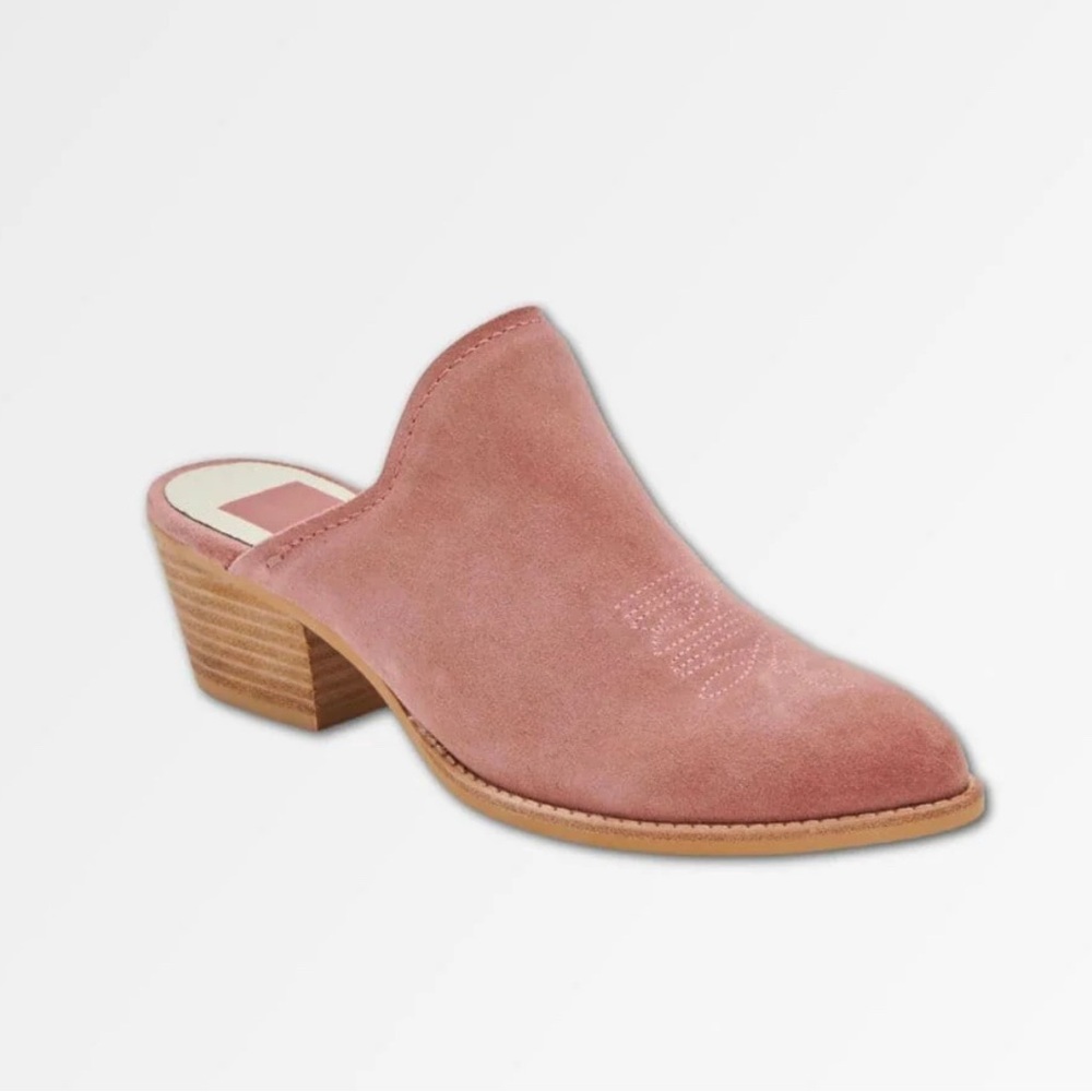 NWTDolce Vita Shiloh Western Mules in Blush Suede